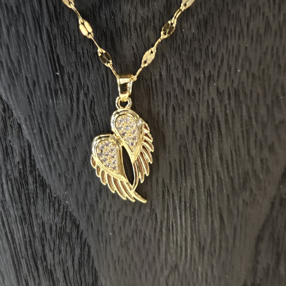 Gold Pave Zirconia Angel Wings